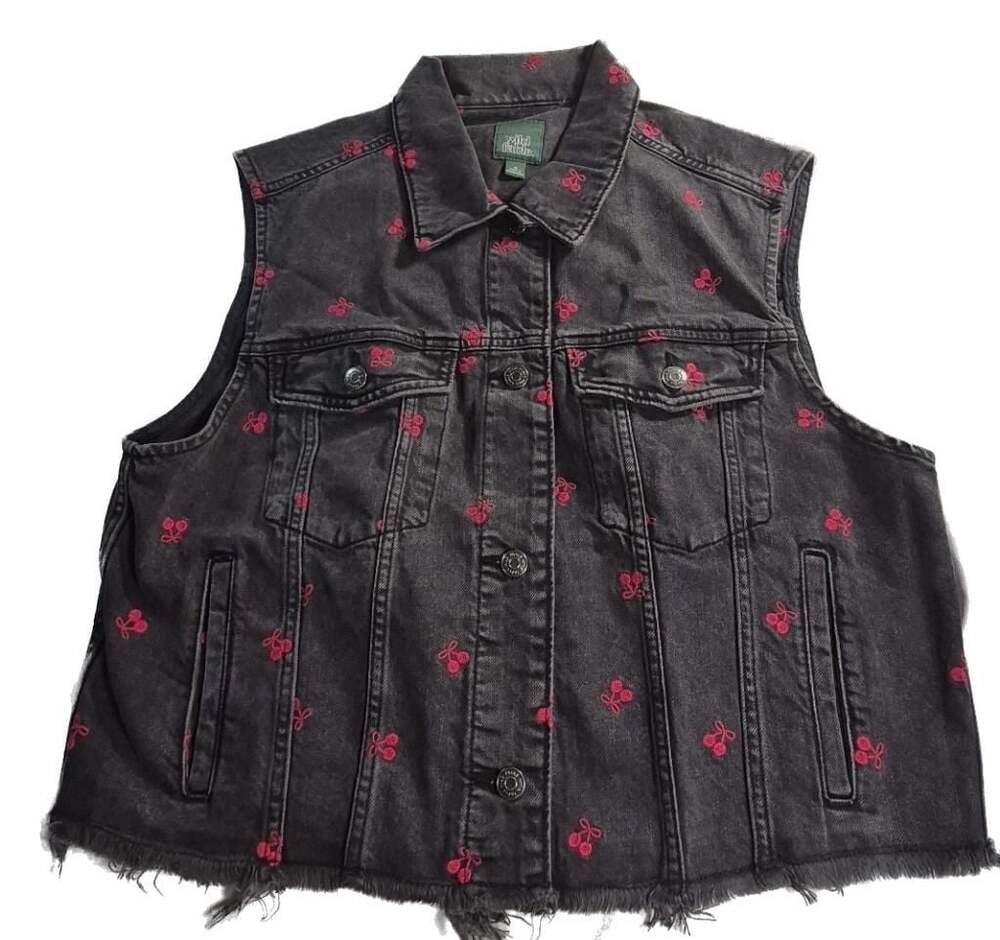 Wild Fable Women's Black Denim Oversized Vest Size M
